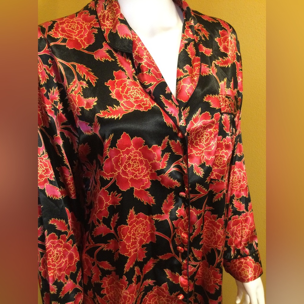 🌹2xHP!🌹 VS | VTG Gold Label Satin Floral Sleep Shirt - Picture 12 of 12